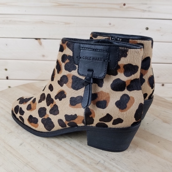 Cole Haan 5.5 US Joanna Genuine Calf Hair/Fur Bootie Boot W18105 Side Zip Jaguar - Picture 5 of 11